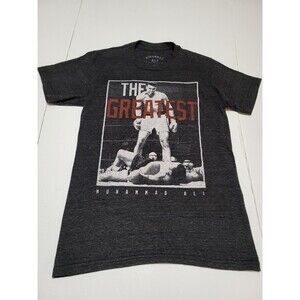 (#L4) Muhammad Ali  Mens Size Small "The Greatest" Charcoal Gray Short Sleeve